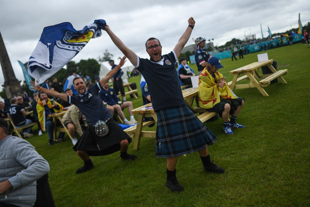 Football Fans Gather In Glasgow To Watch Scotland's Debut Euro 2020 Match
