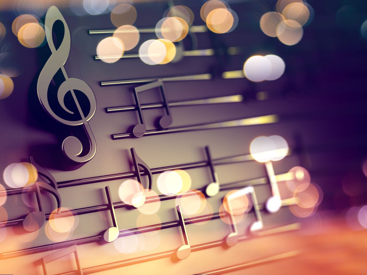 3d,Illustration,Of,Musical,Notes,And,Musical,Signs,Of,Abstract