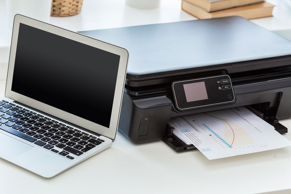 Printer,And,Computer.,Office,Table
