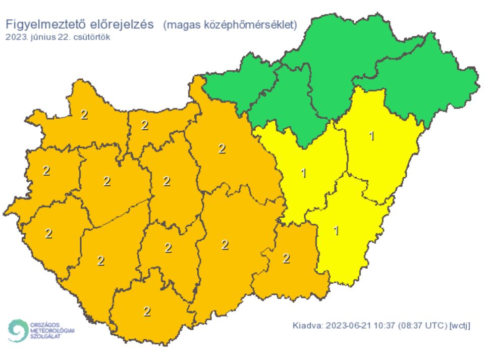 Időjárás figyelmeztetés meleg