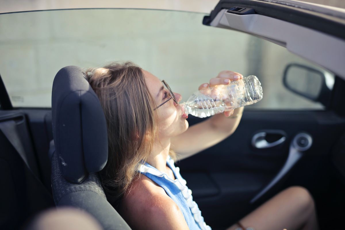 hőség kánikula forró autó kocsi gépjármű bezárt állat gyerek forróság illusztráció sablon