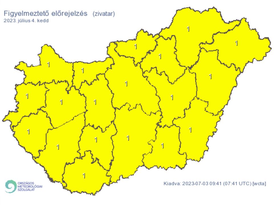 Időjárás zivatar figyelmeztetés riasztás