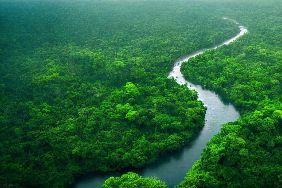 Aerial,View,Of,The,Amazonas,Jungle,Landscape,With,River,Bend,