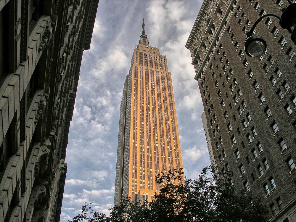 Empire State Building. New York, épület, nagyalma, torony, felhőkarcoló