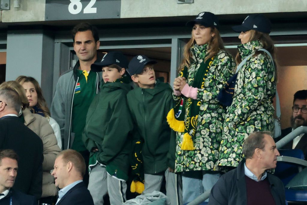 Roger Federer a két ikerpárral, fiaival és lányaival