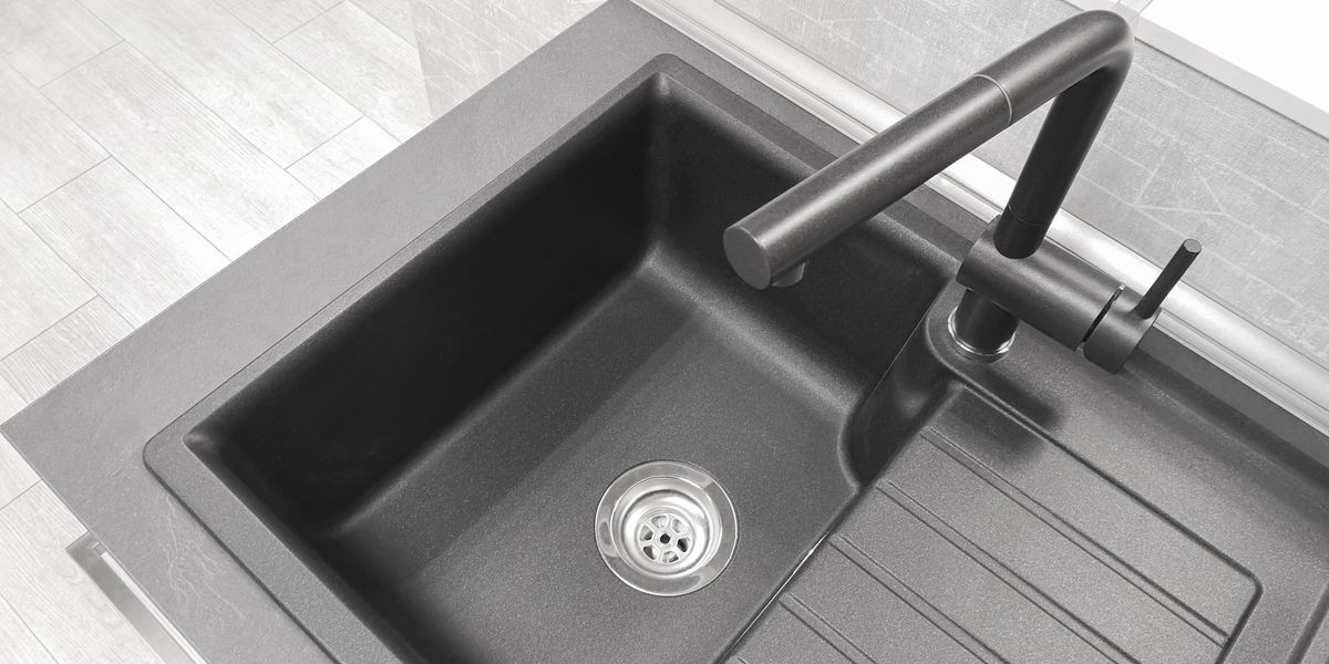 Close-up,Top,View,Integrated,Single,Basin,Bowl,Sink,With,Drainboard,