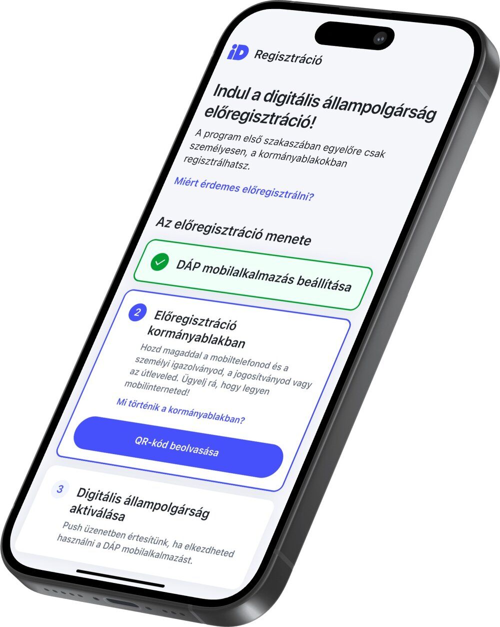 Digitális Állampolgárság Program DÁP mobil app regisztráció