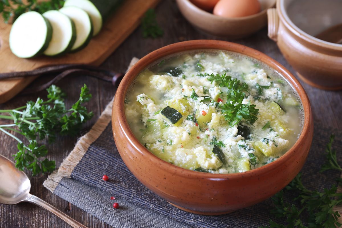 Italian,Cuisine.,Stracciatella,Zucchini,Soup:,Parsley,,Eggs,And,Parmesan,Cheese