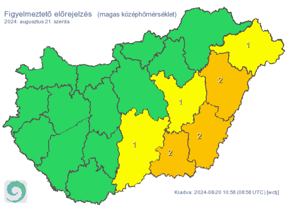 Időjárás előrejelzés meleg kánikula riasztás