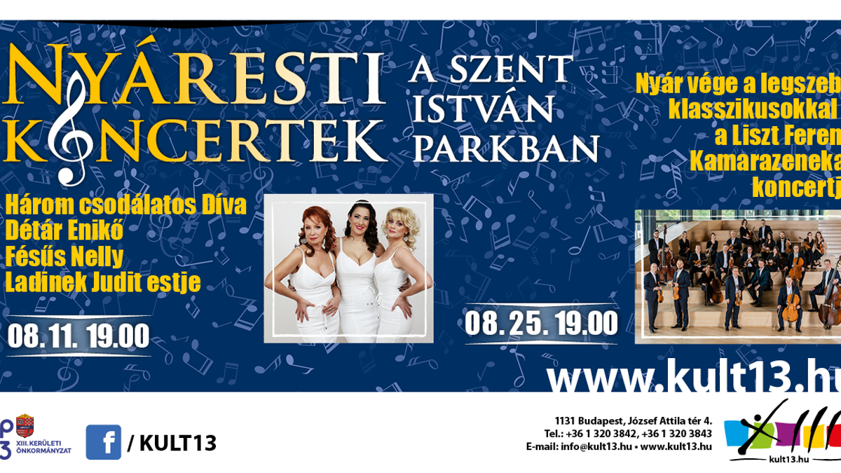 Nyáresti koncertek a Szent István Parkban – Három csodálatos díva