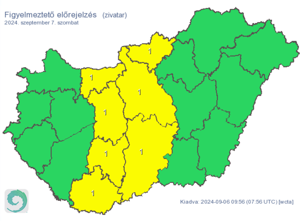 Időjárás zivatar eső csapadék figyelmeztetés