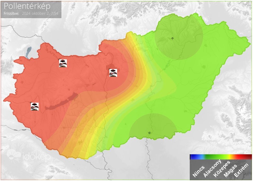 parlagfű, pollentérkép, allergia, időjárás, csúcsidőszak,