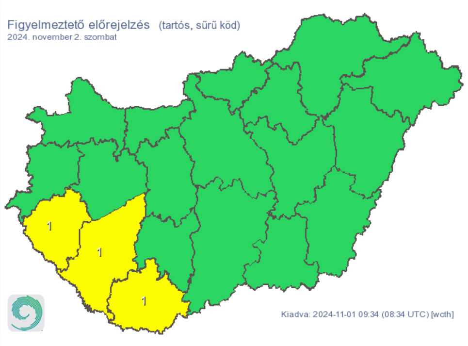 Időjárás előrejelzés köd riasztás