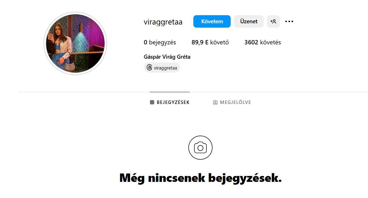 Gáspár Virág Instagram-oldala, 2025 január 3.