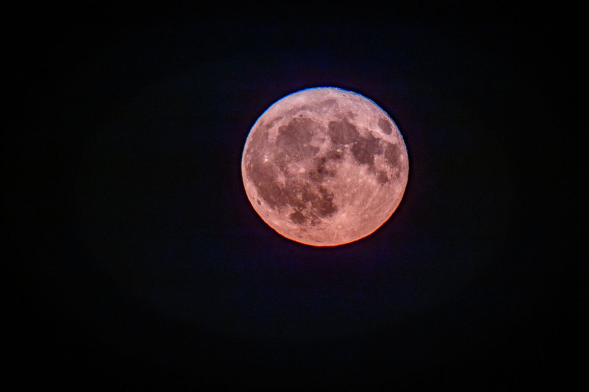 Strawberry moon over Lake Schwerin