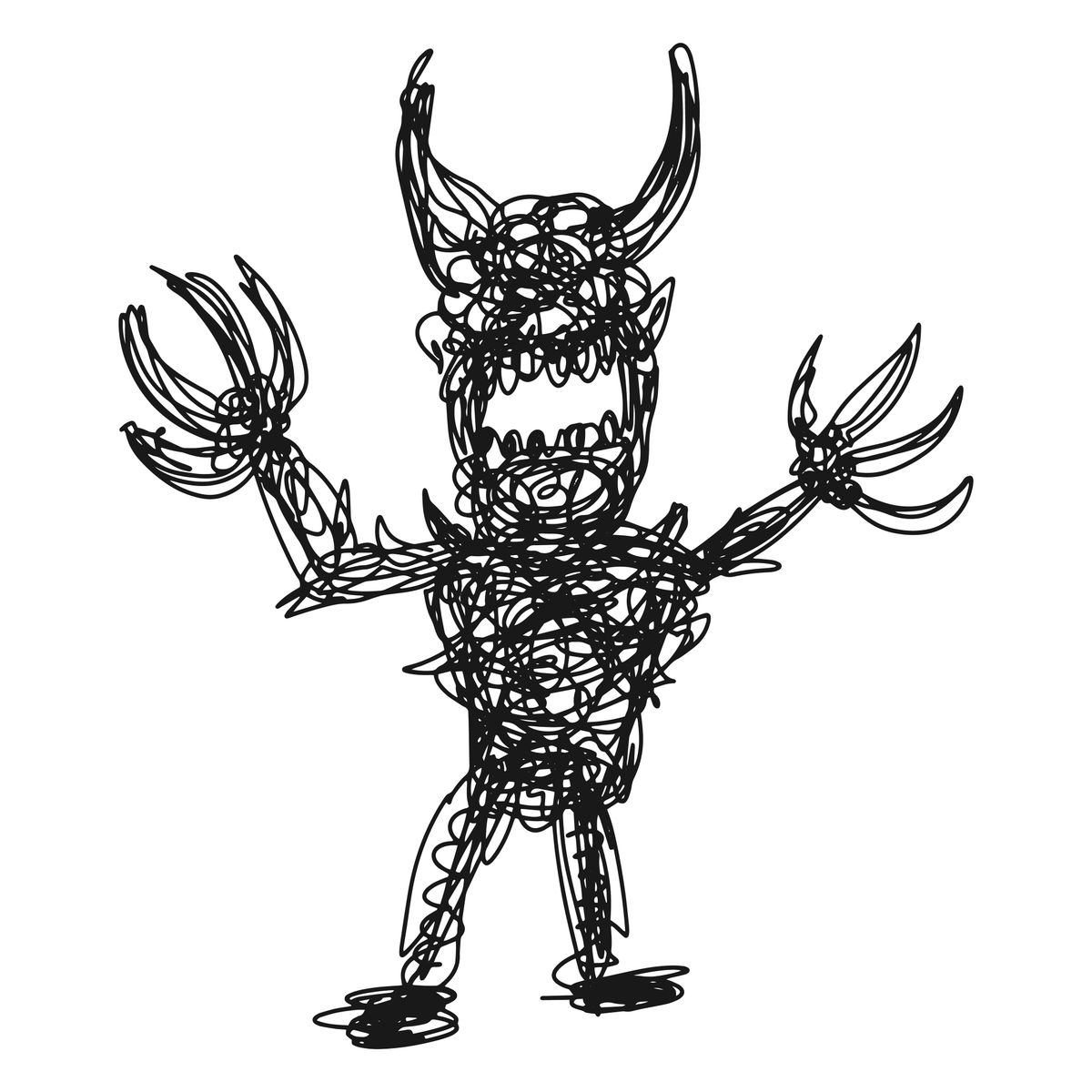 Black,Scribbles,Depicting,Ghost,Figures