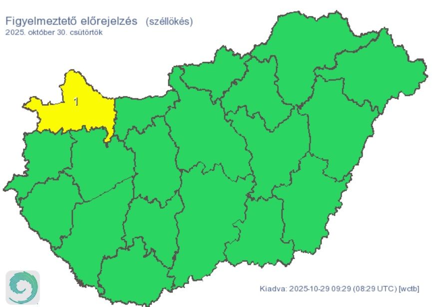 Kiadták a riasztást Győr-Moson-Sopron vármegyére: csütörtökön erőteljes széllökések várhatóak
