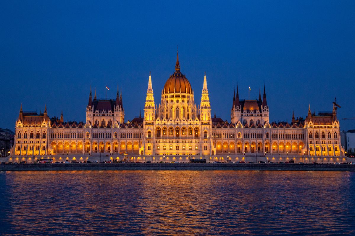 The Hungarian Parliament Building on the bank of the Danube in Budapest
