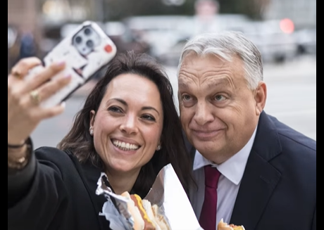 Orbán Viktor meghívta lányát egy hot dogra. Fotó: Facebook/Orbán Viktor