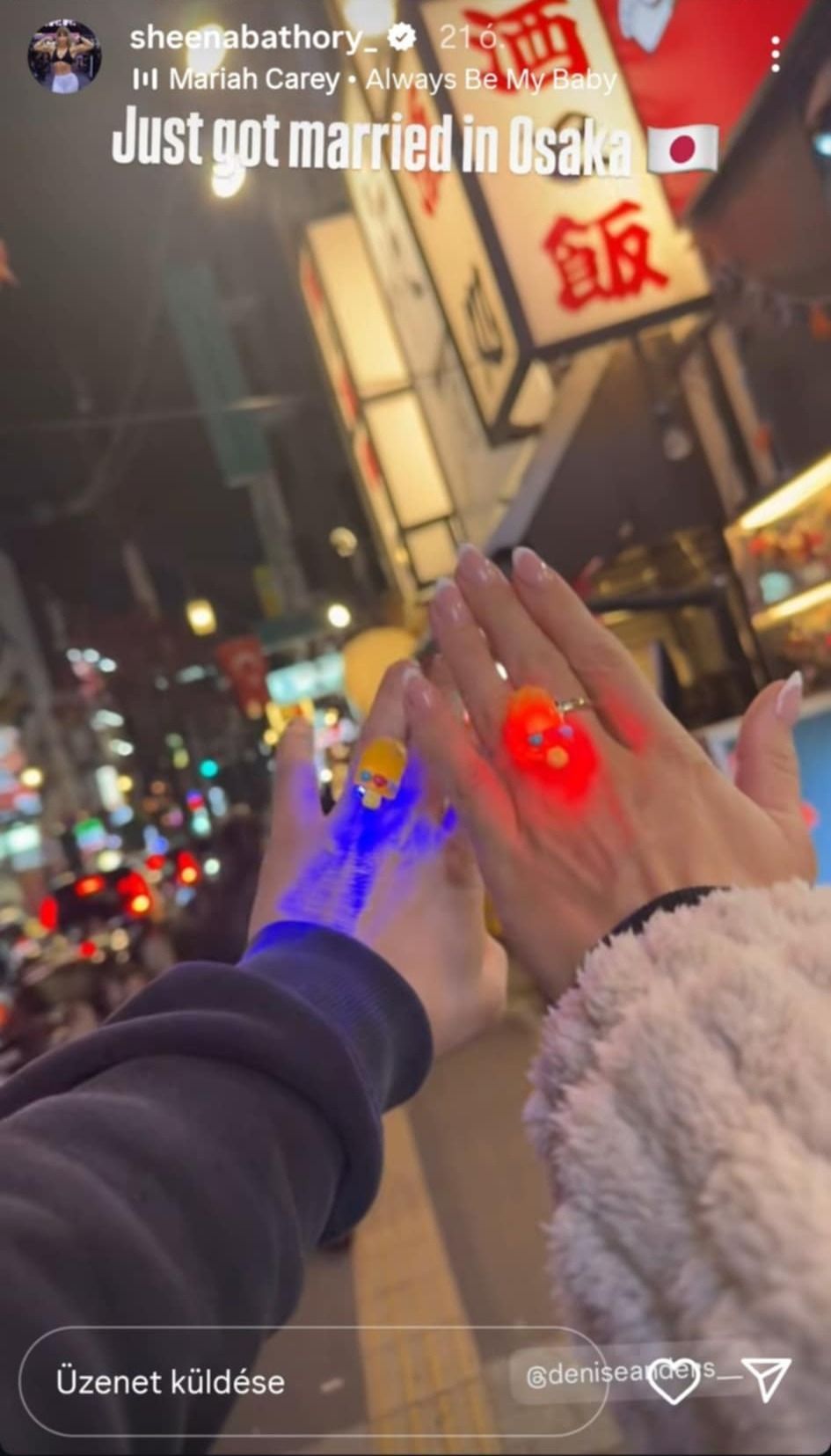 Szabó franciska jegygyűrűt mutatott isnta sztoriban.