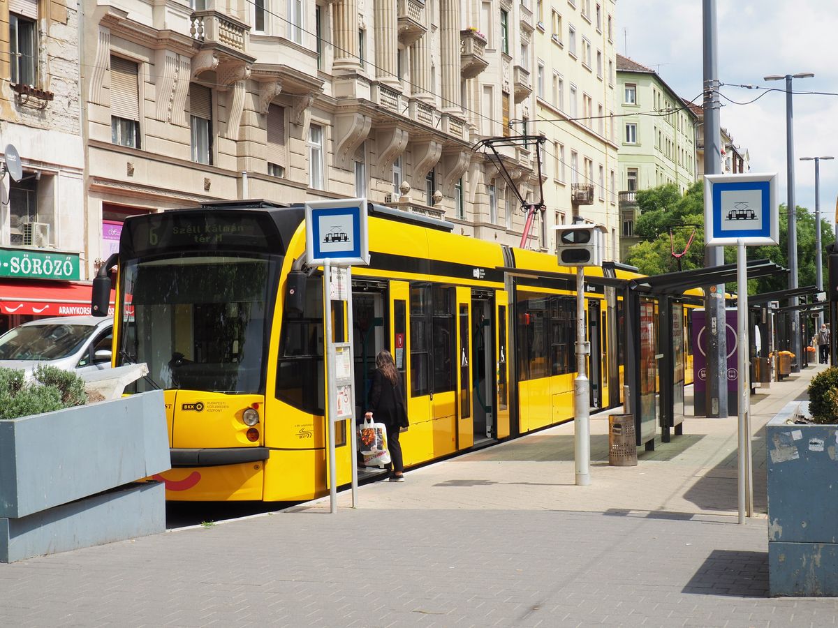 Budapest,,Hungary,-,June,4,,2020:,Modern,Traditional,Yellow,Tram