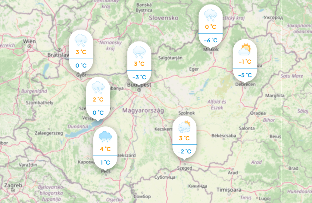 Időjárás: Mutatjuk a napi hőmérsékletet hétfőn. Fotó: köpönyeg.hu