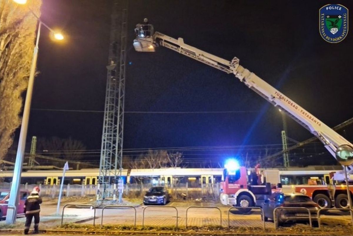 Pár perc múlva megérkeztek a tűzoltók és lehozták őket