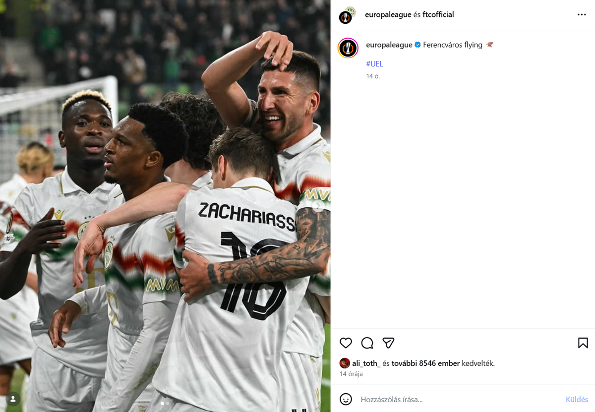 Tóth Alex is kedvelte a Fradi legutóbbi bejegyzését