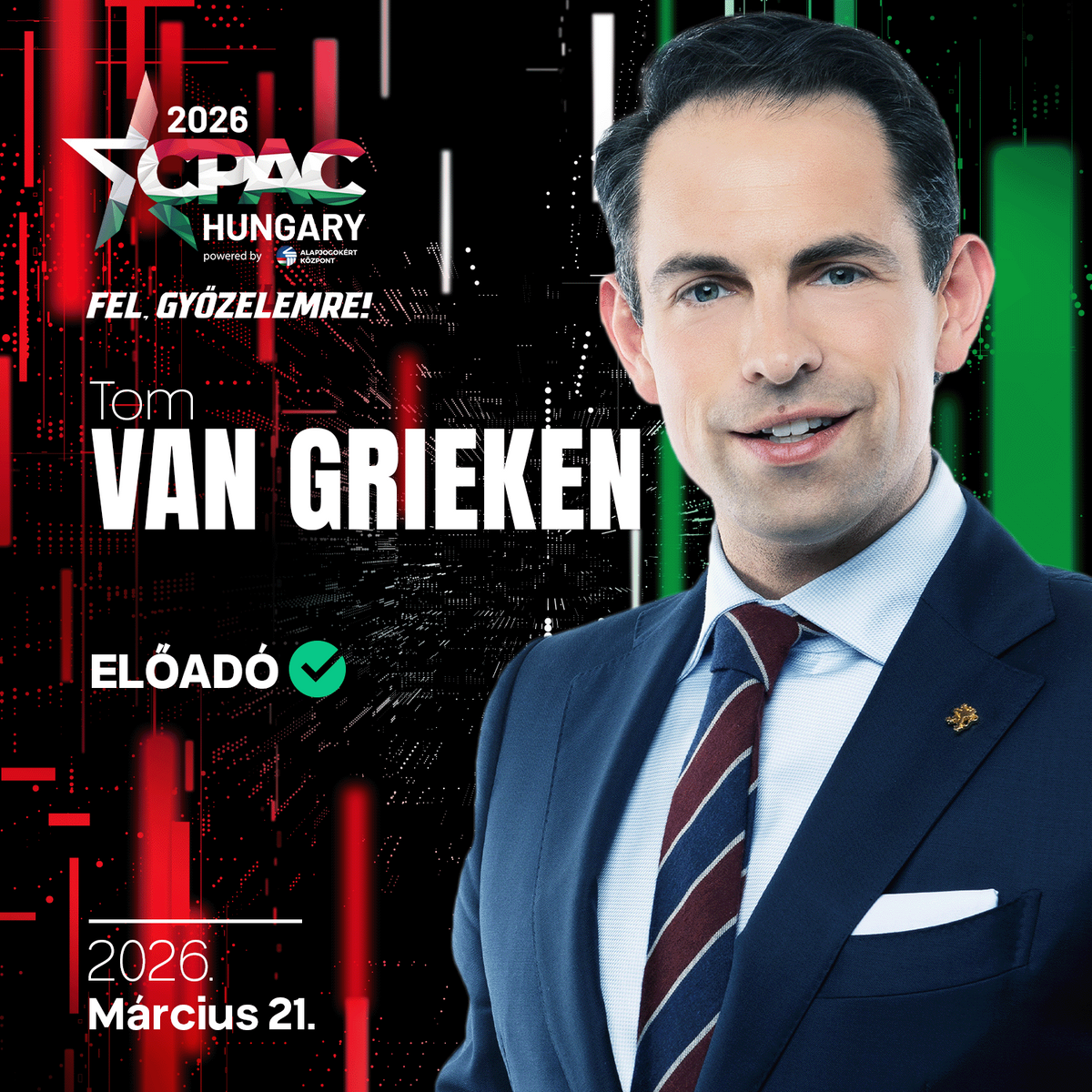 Tom Van Grieken&nbsp; érkezik a CPAC Hungary színpadára. 