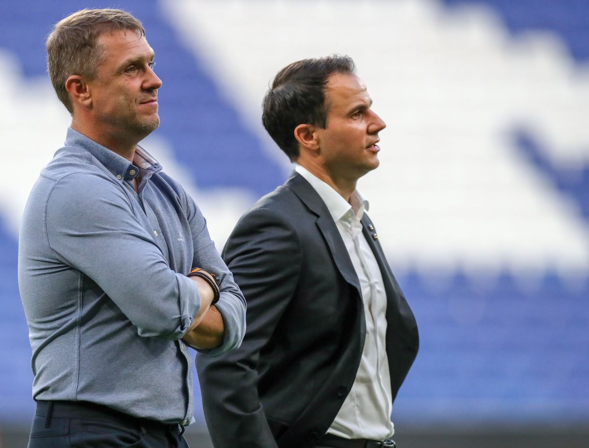 Szerhij Rebrov vezetőedző és Hajnal Tamás sportigazgató