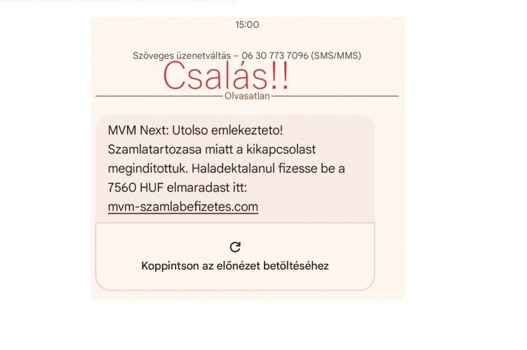 Csalási kísérlet az MVM Next nevében. 