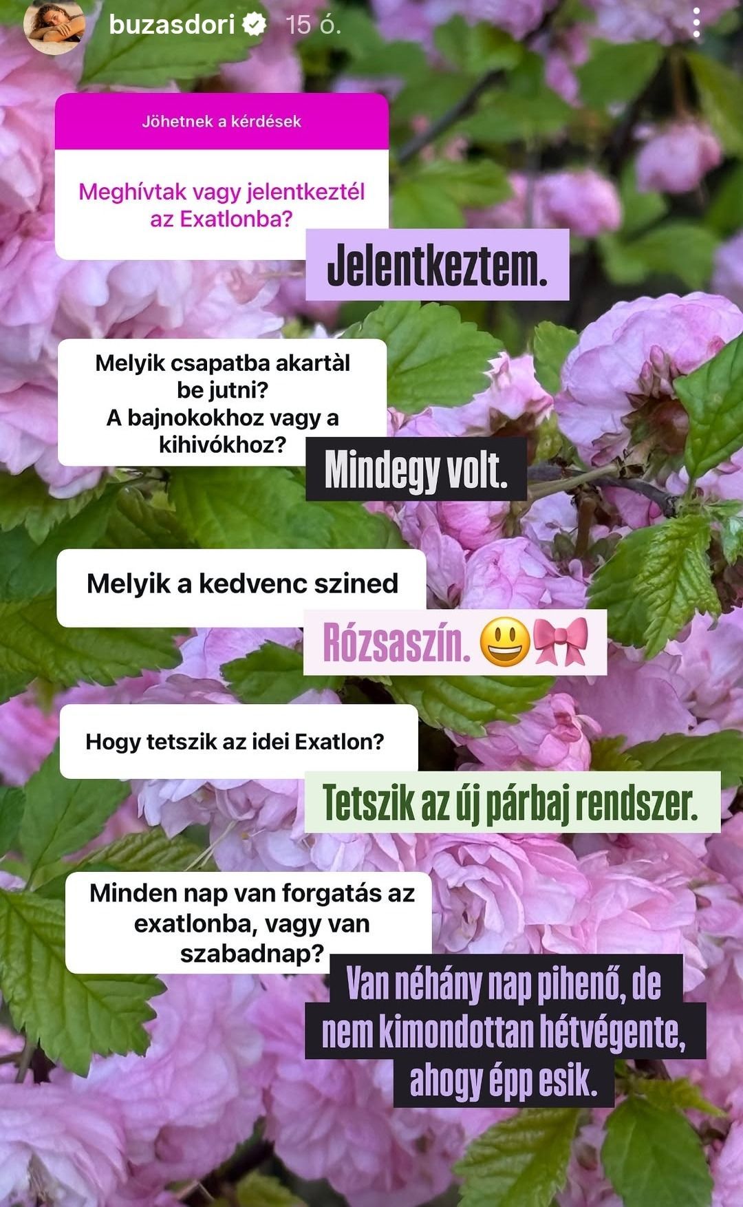 Buzás Dóri minden kérdést megválaszolt.