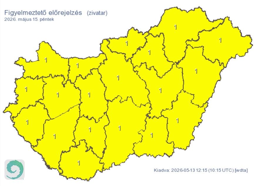 Pénteken az egész országban leszakad az ég – az előrejelzés szerint