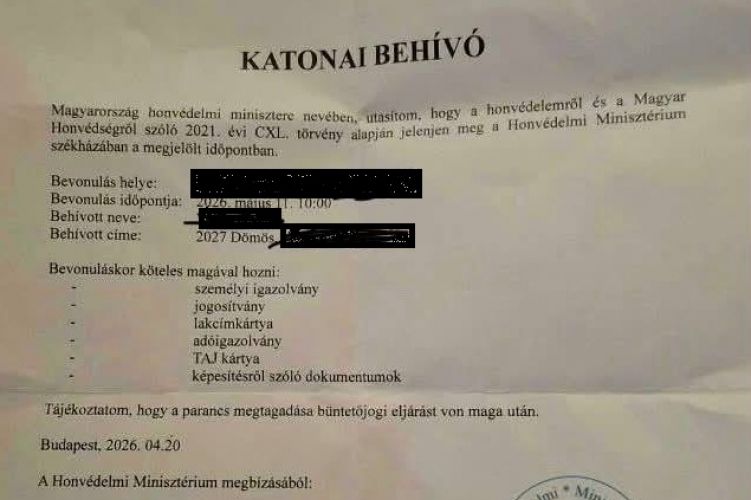 Hamis katonai behívókat terjesztettek Dömösön