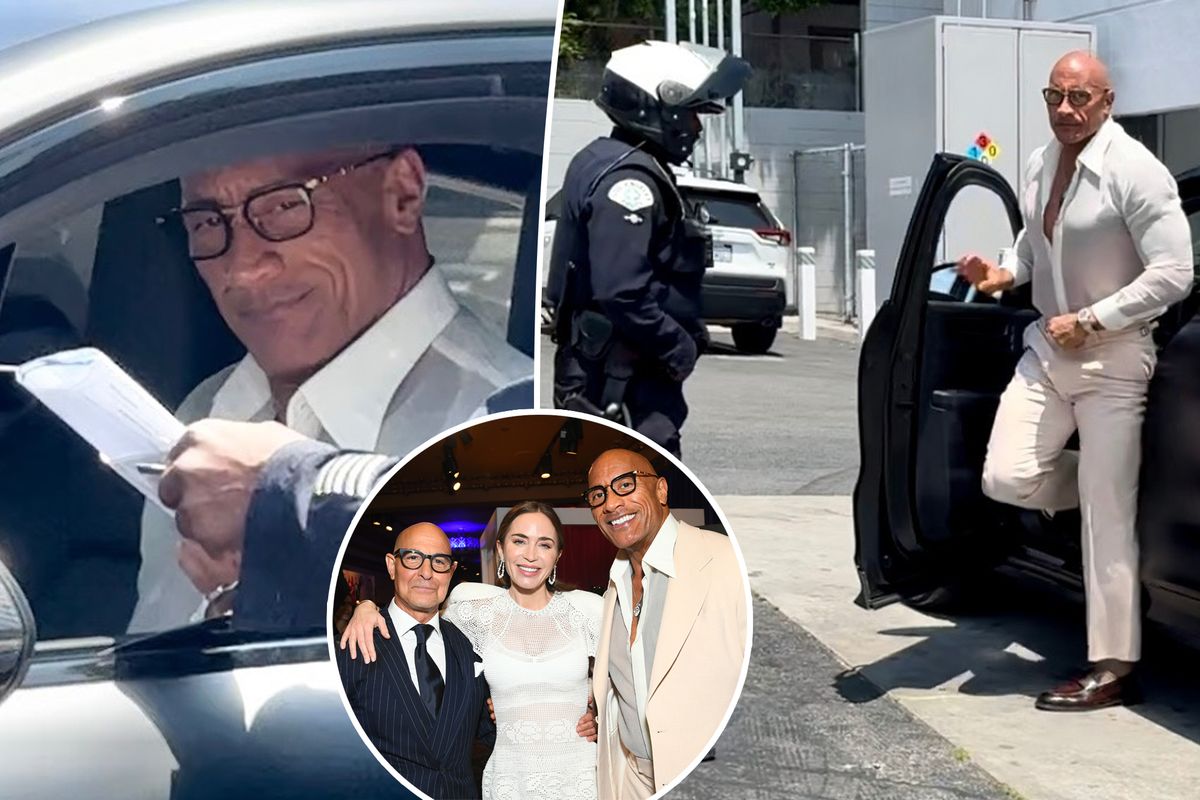 Dwayne Johnson nem tűnik boldognak a rendőröktől.